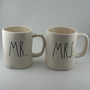 Rae Dunn Mr. and Mrs Coffee Mugs White